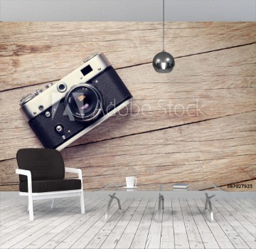 Picture of Vintage camera on wooden table
